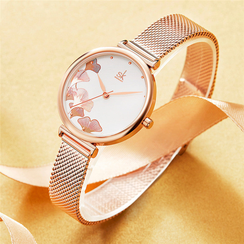 Ginkgo leaf pattern female watch