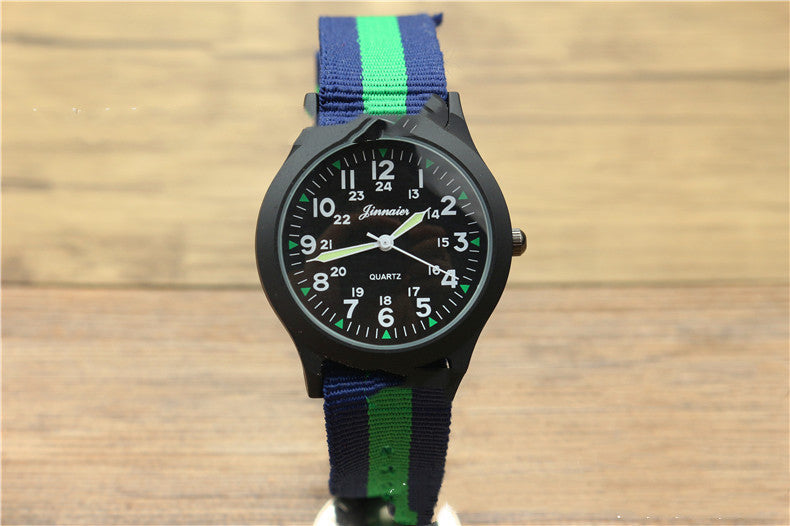 Male and female students outdoor sports nylon watch