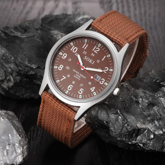 Casual woven nylon strap men's watch