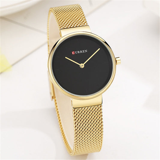 Fashion New Water Quartz Watch Women's Mesh Belt Casual Business Pointer Watch