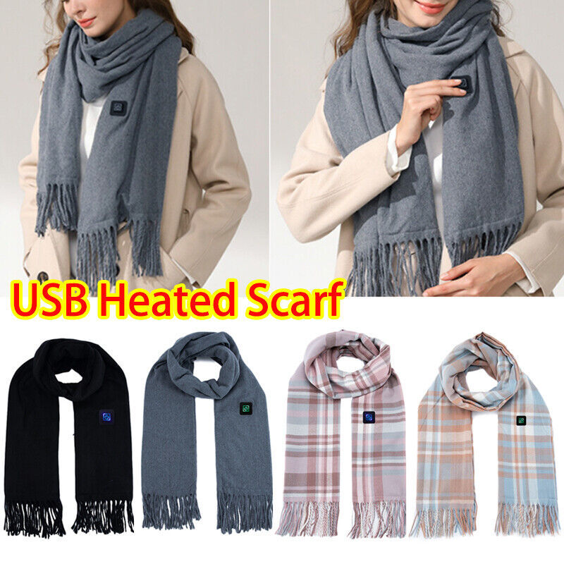 Smart Electric Heated Scarf Winter Neck Warmer Shawl USB Man Woman Designer HS