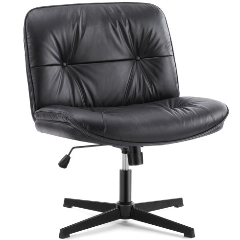 Criss Cross Legged Chair, Armless Office Desk Wide Seat No Wheels, Swivel Height Adjustable Comfy