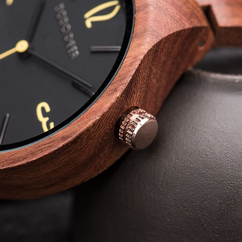 Wooden luminous quartz watch