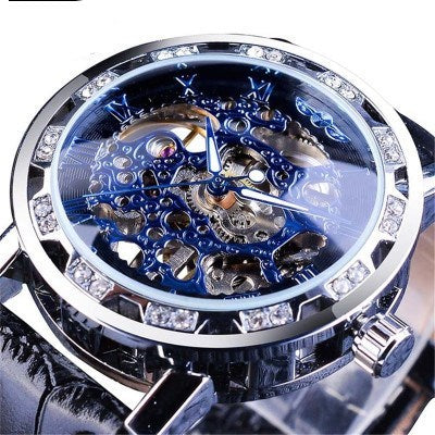 Fashion casual classic watch rhinestone hollow manual mechanical watch