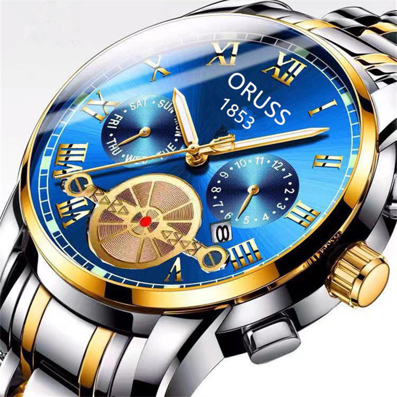 Automatic Movement Luminous Movement Waterproof Quartz Watch Round Pointer Glass Calendar Domestic Mechanical Watch Men's