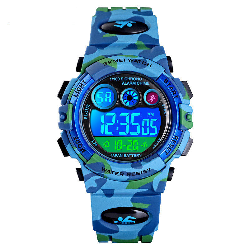 LED Lights Camouflage Military Waterproof Electronic Children's Watch