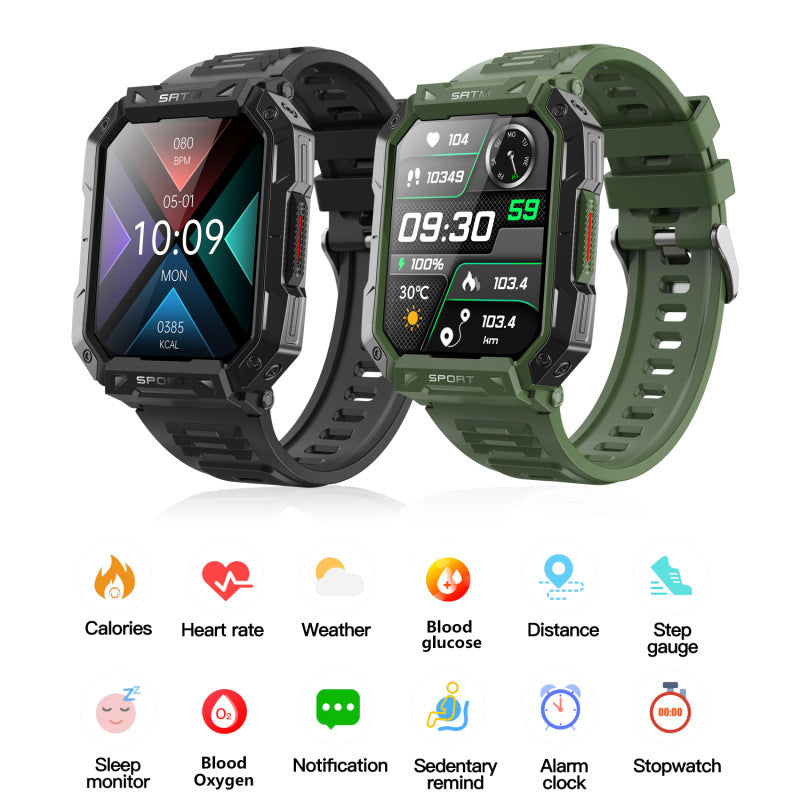 F307 Outdoor Three-proof Bluetooth Calling Heart Rate Blood Pressure Waterproof Smart Watch