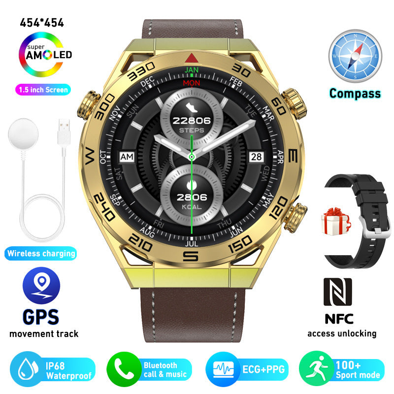 ECG PPG Bluetooth Calling Compass GPS Wireless Charger Smart Watch