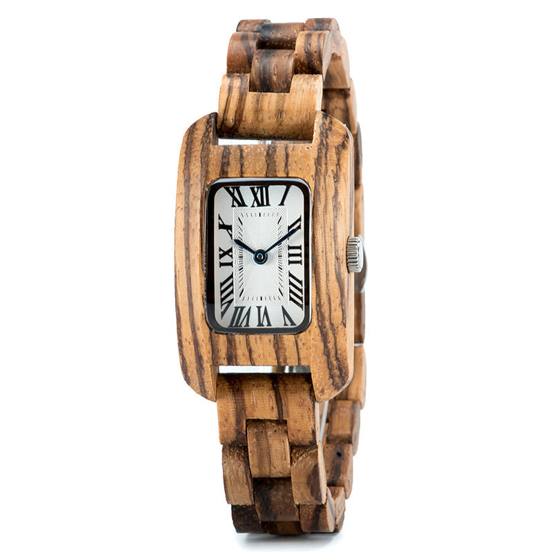 Girls Square Watch Simple Temperament Small Wood Watch