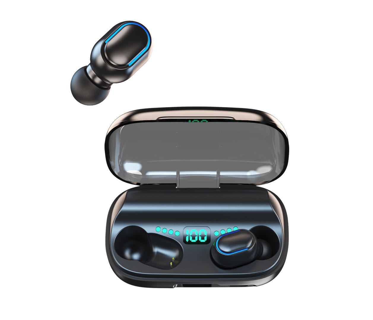 Stereo audio earphone with charging compartment