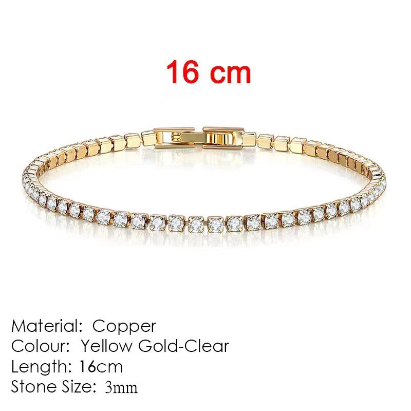 4mm Single Row Diamond All-match Simple Bracelet Women