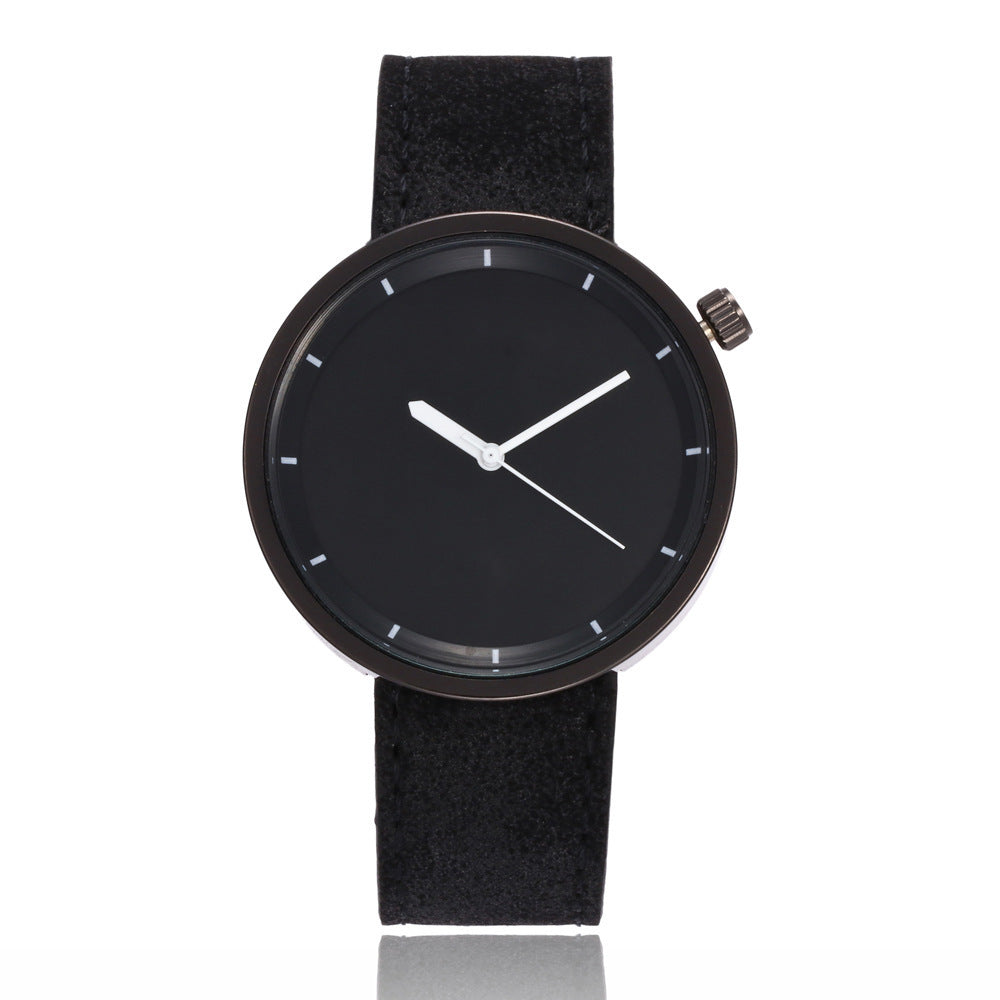 Simple Personality Black Shell White Needle Quartz Leisure Watch