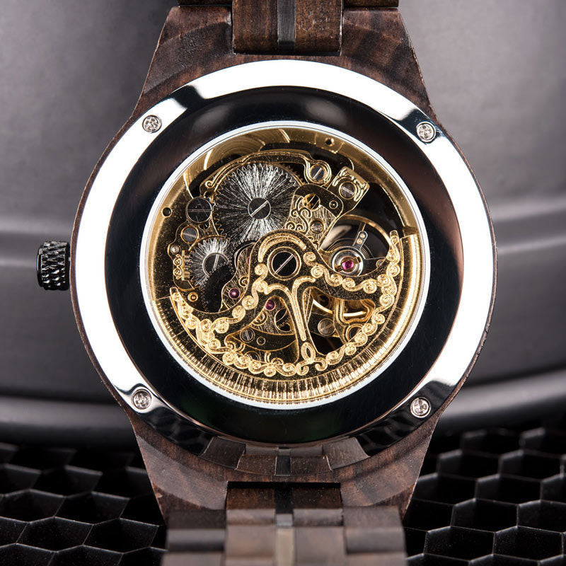 Mechanical wood men's watch