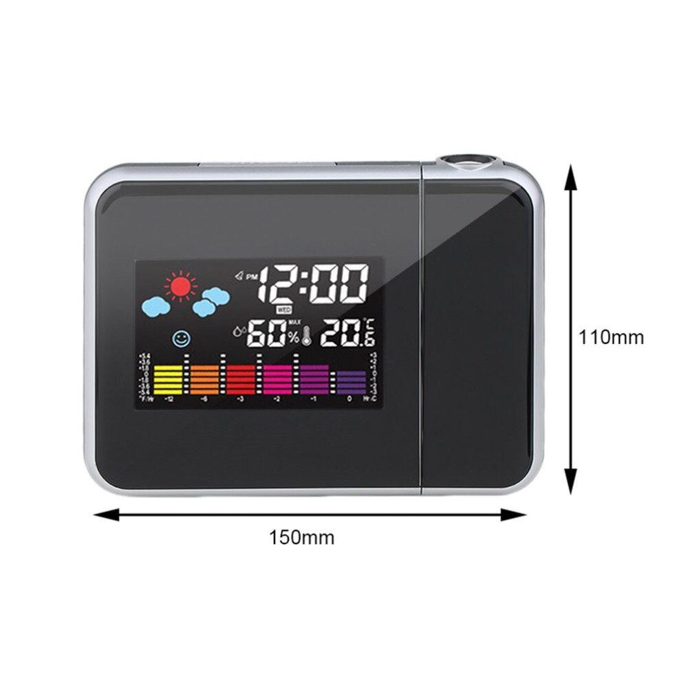 Black digital projection alarm cloc