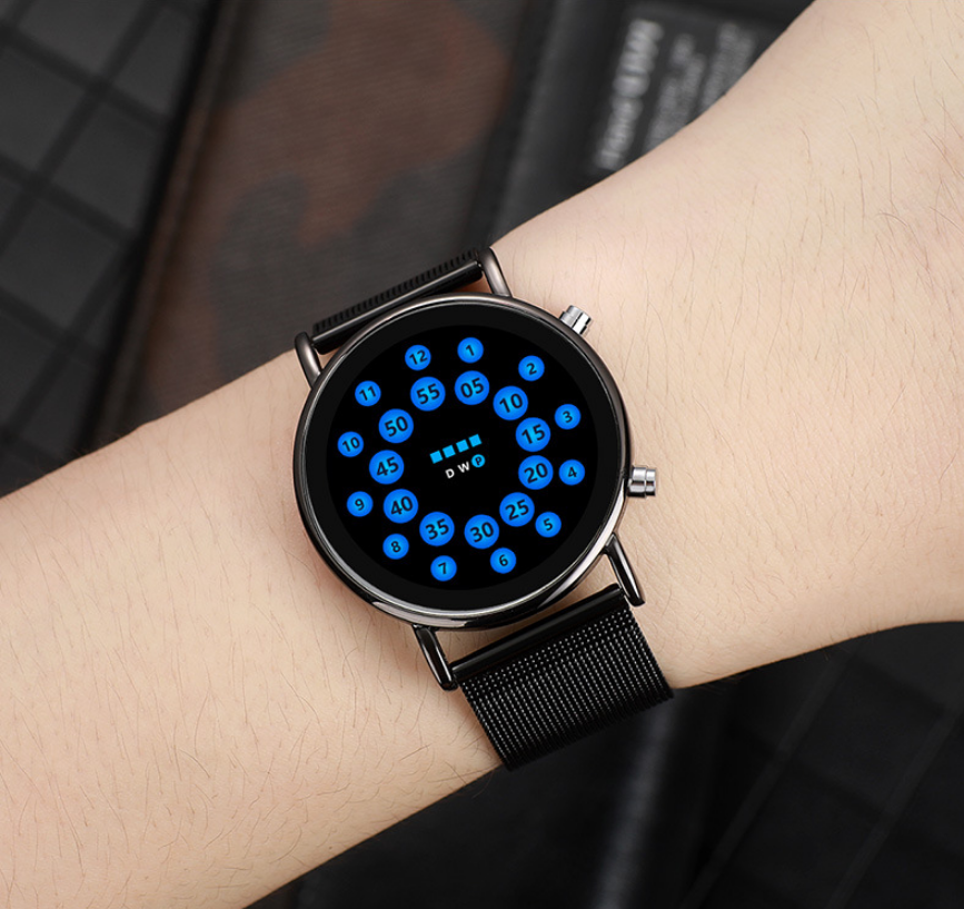 Fashionable Lightweight Mesh Belt LED Ball Watch