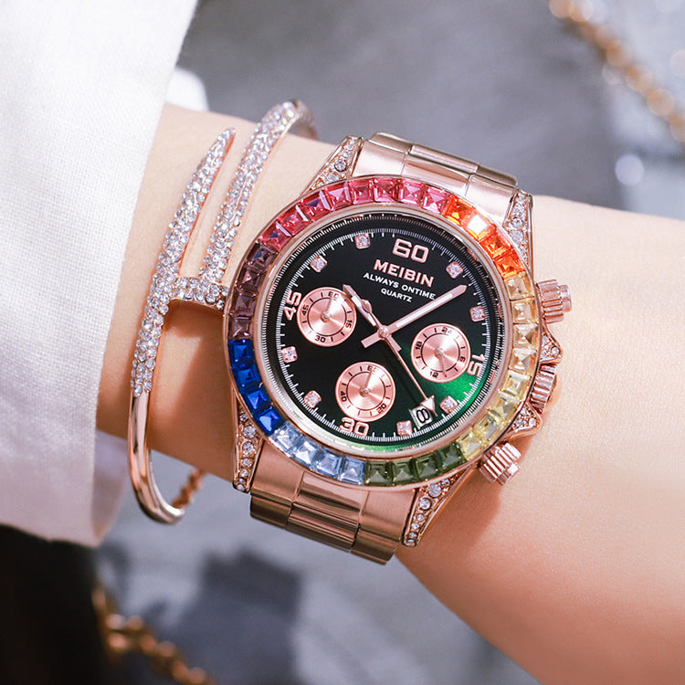 Ins Style Rainbow Circle Fashion Watch Sports Style Ladies Watch