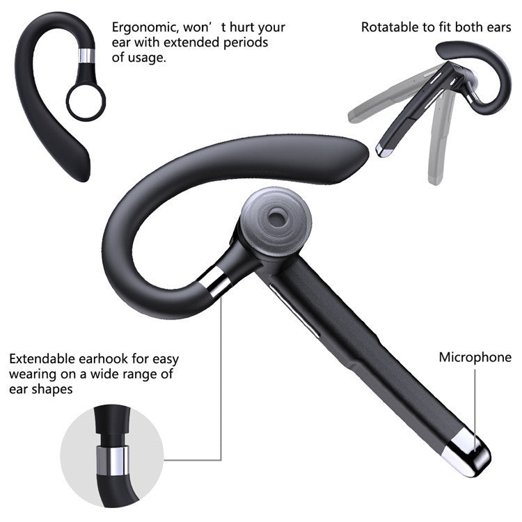 Portable Wireless Bluetooth Headset with Microphone Hanging Ear Long Standby