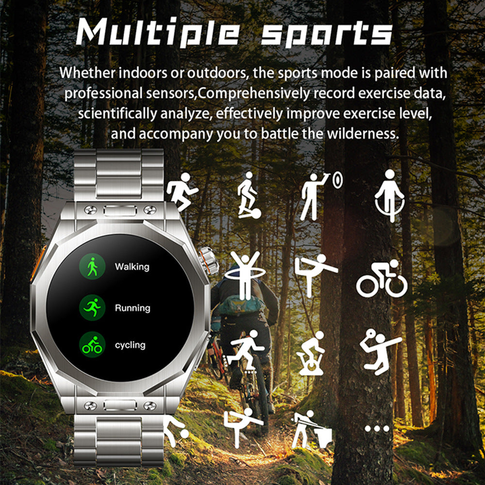 Smart Watch IP69 Waterproof GPS Track Outdoor Sports Three Strap Stainless Steel