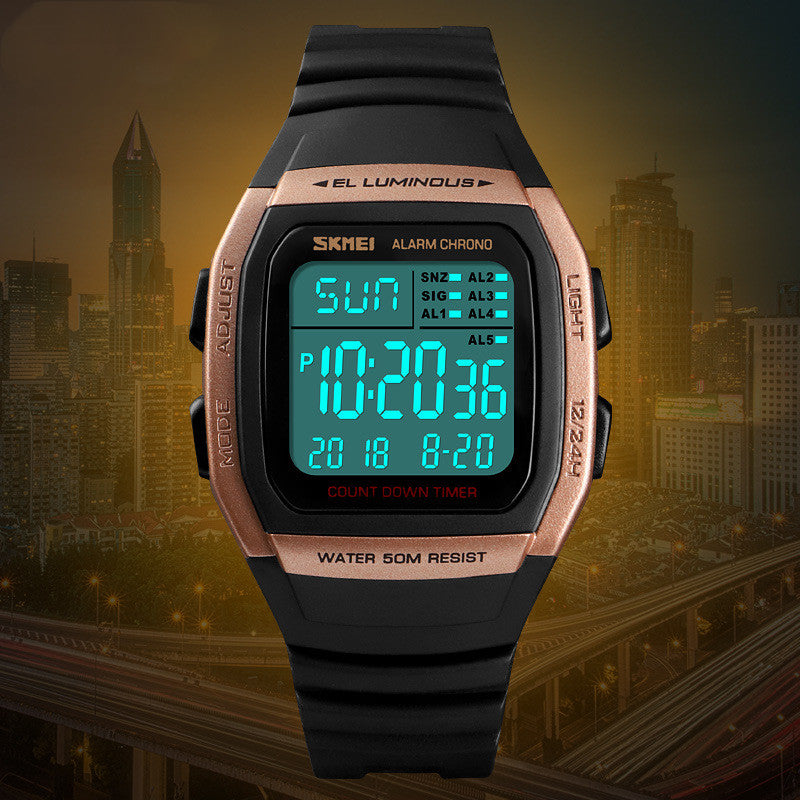 Electronic Watch Square Sports Double Time Multifunctional Watch Factory