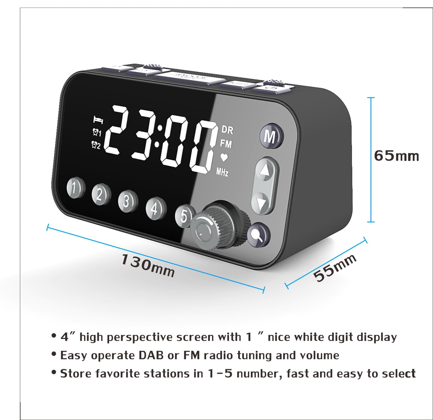 Antenna Upgrade Version DAB Bedside Alarm Clock