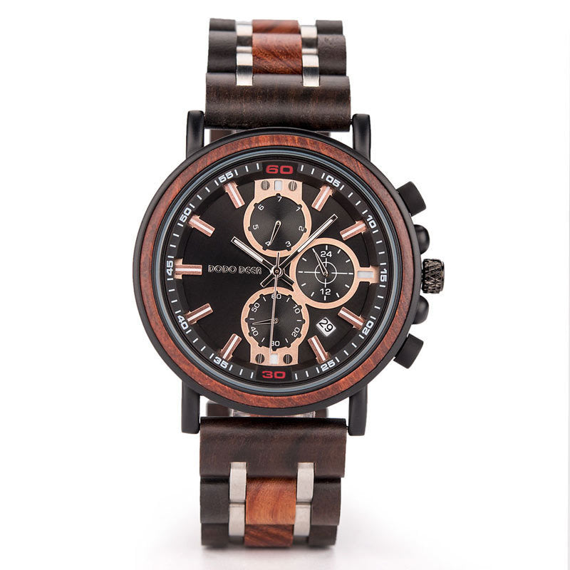 Multifunctional men's wooden watch