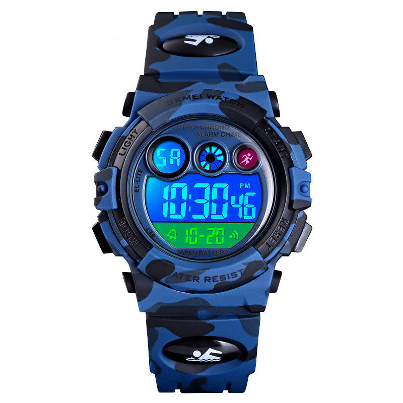 LED Lights Camouflage Military Waterproof Electronic Children's Watch