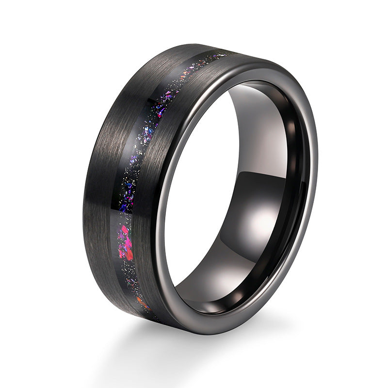 Galaxy Series Starry Sky Brushed Men Tungsten Ring