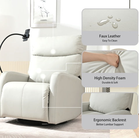 Modern Small Rocking Chair, Swivel Recliner, Bedroom Chair