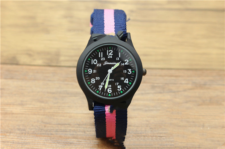 Male and female students outdoor sports nylon watch