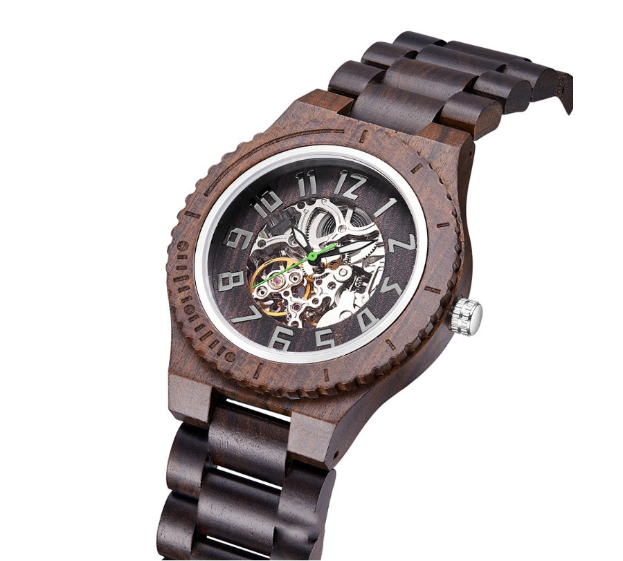 Wooden watch with logo engraved wooden box