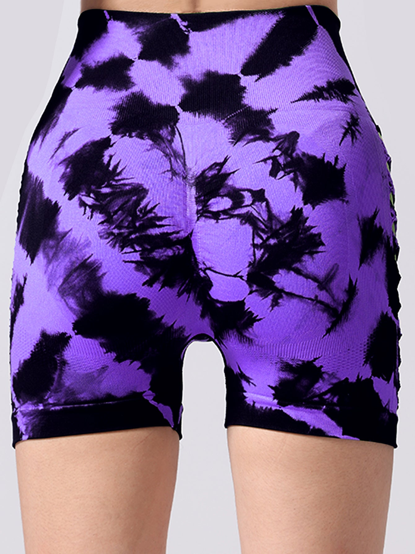 3 Pack Women's Side Cut-Out Tie-Dye Seamless Hip Lift High Waist Sports Fitness Yoga Shorts