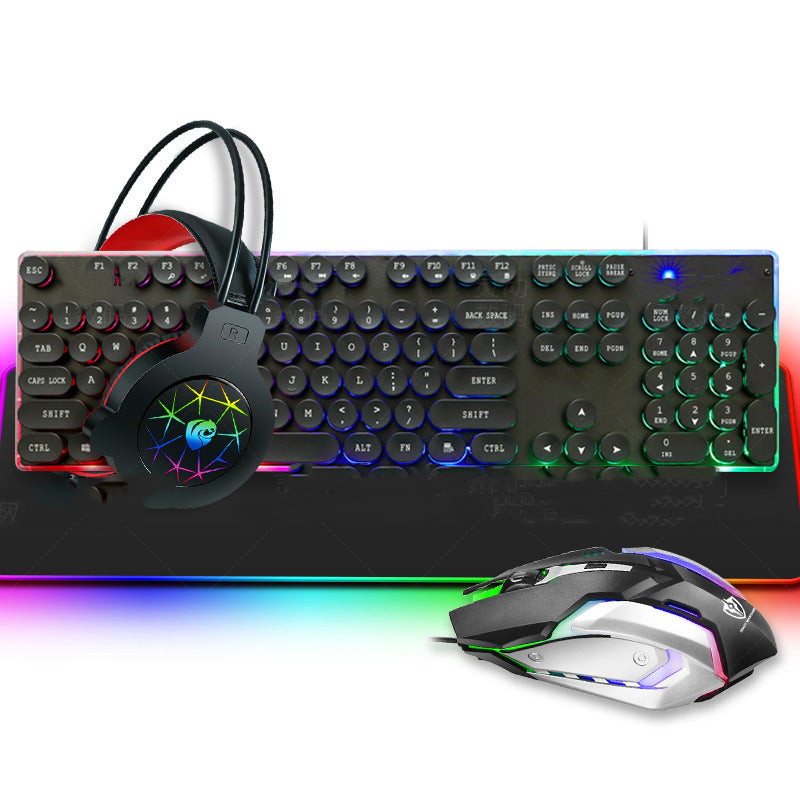 Punk Keyboard And Mouse Set Headset Four-piece Mouse And Keyboard Set