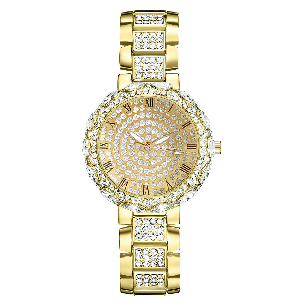 Women's Fashion Quartz Watch Set With Diamonds And Rhinestones