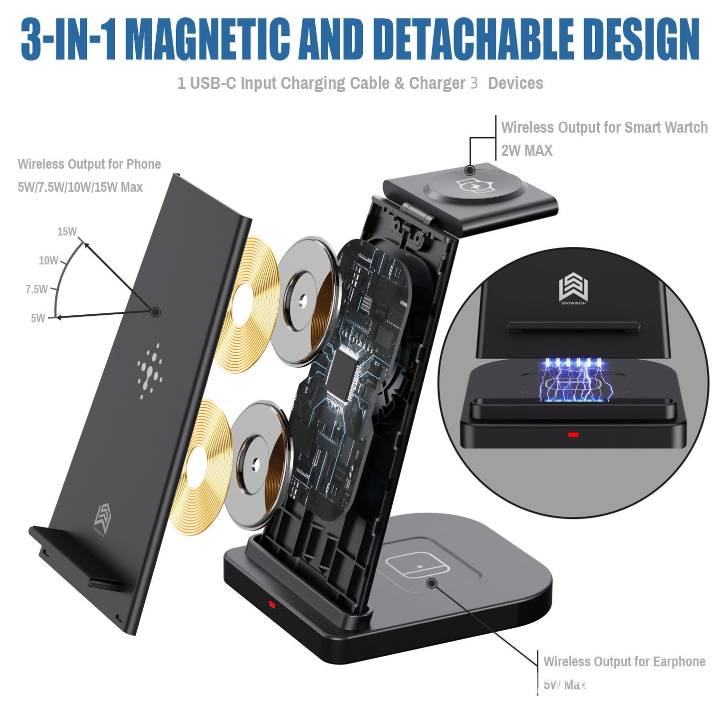 Desktop Multi-function Wireless Charger Base