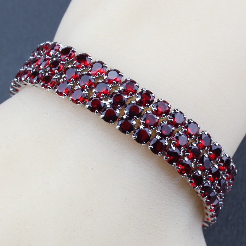 Quality Red Garnet Bridal Jewelry Link Chain