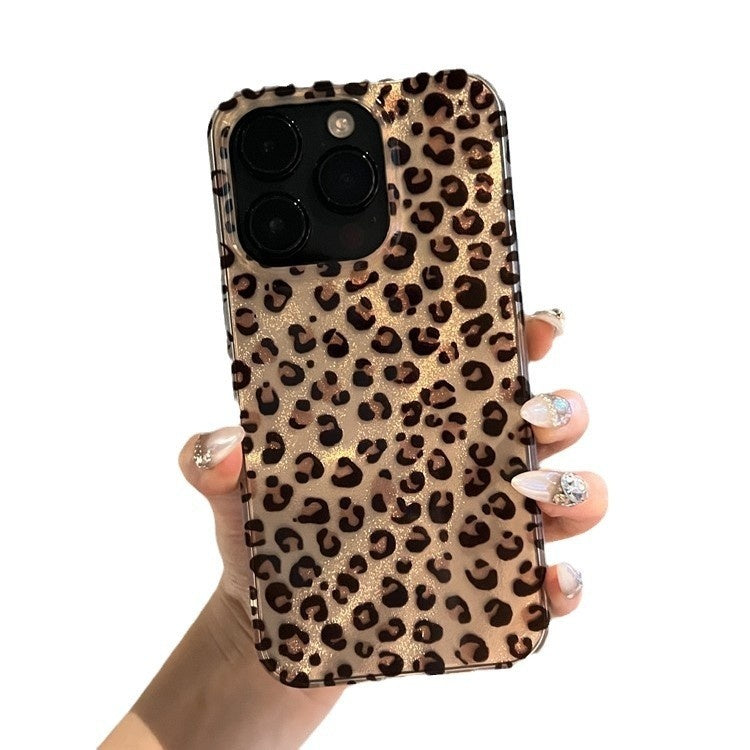 New All-inclusive High-grade Feather Yarn Brown Leopard Printed Phone Case