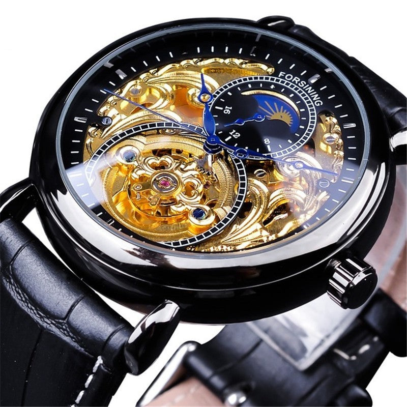 Carved hollow automatic mechanical watch