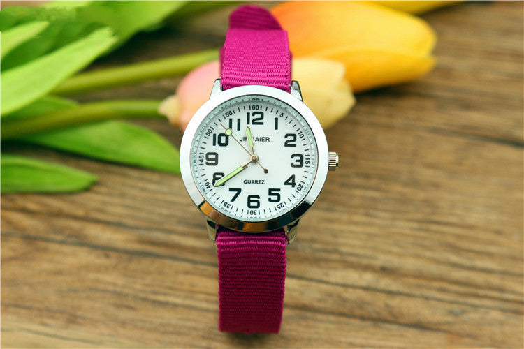 Easy-to-read time luminous canvas student watch