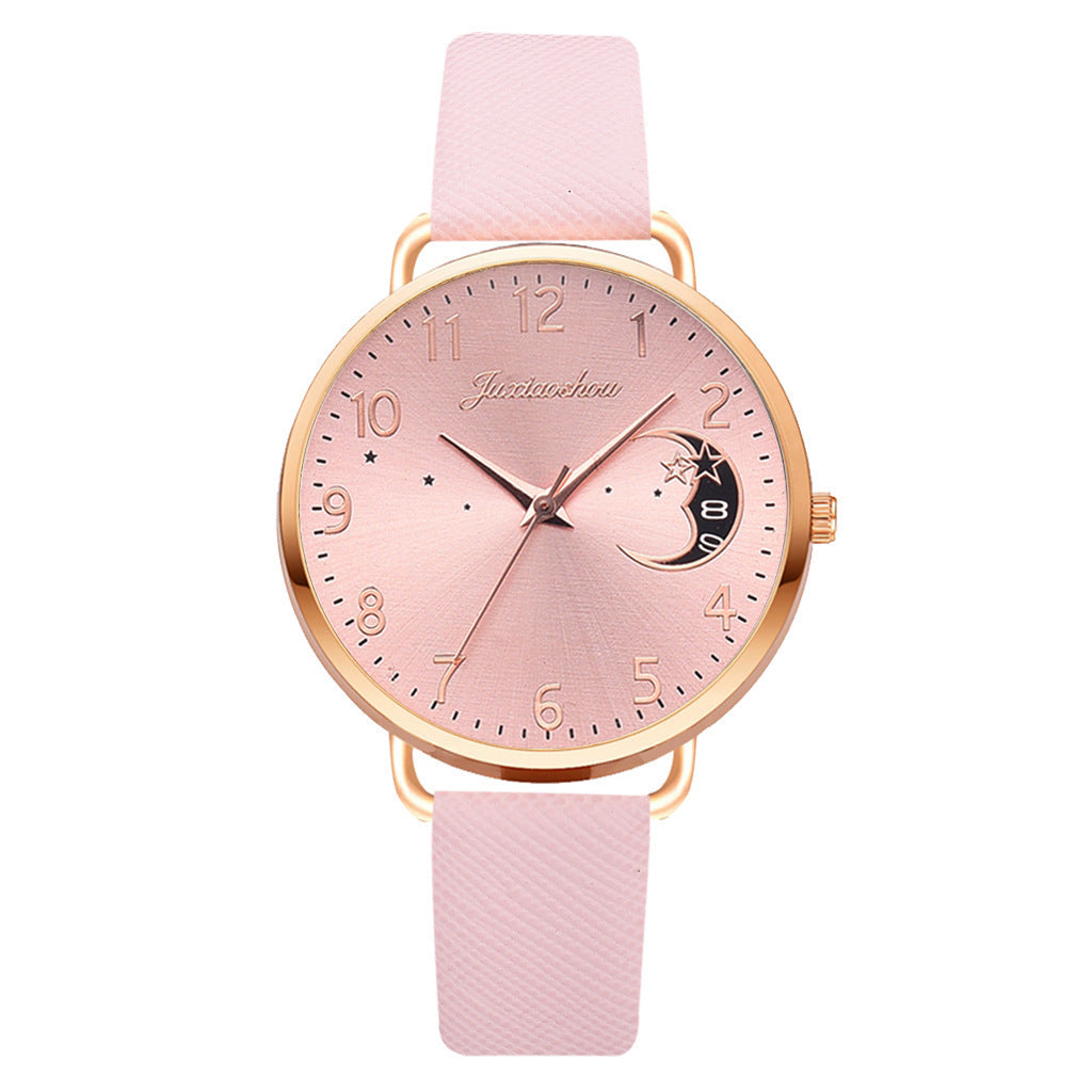 Ladies Personality Quartz Watch Pu With Pattern Dial With Calendar