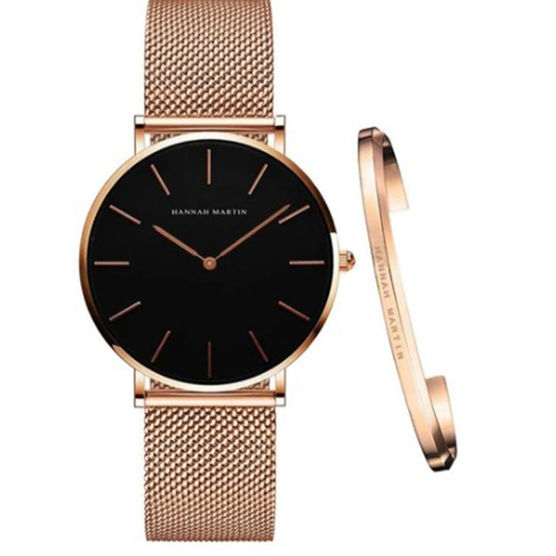 Woven Mesh Belt Waterproof Quartz Watch