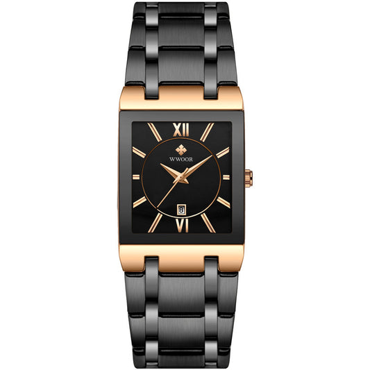 Automatic Non-mechanical Square Men's Steel Band Quartz Watch