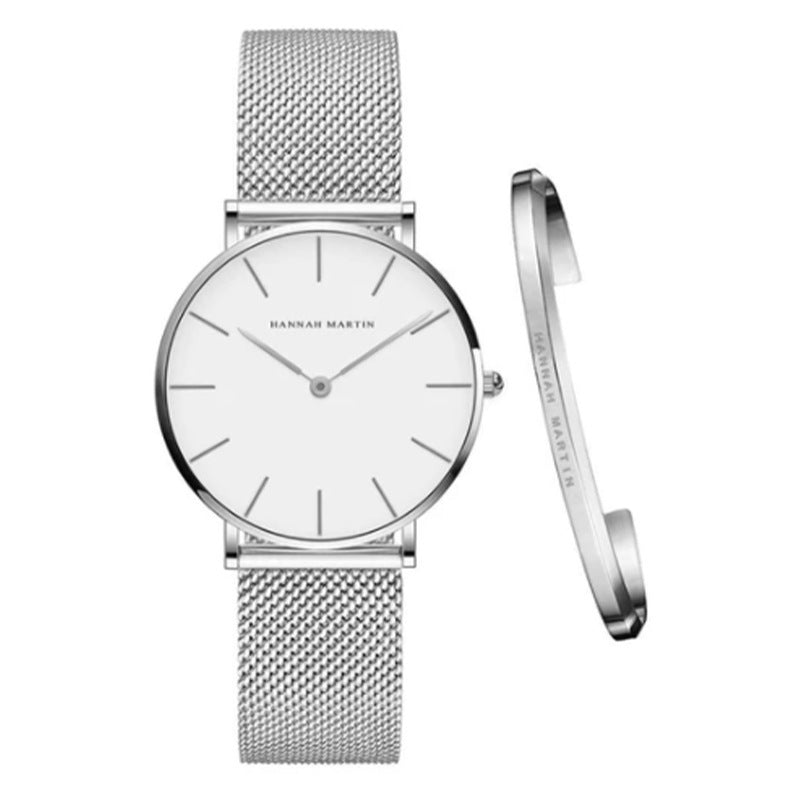 Woven Mesh Belt Waterproof Quartz Watch