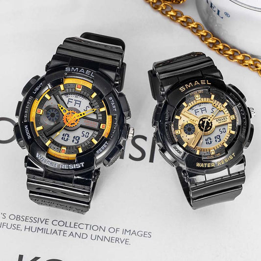 Fashion Sports Waterproof Dual Display Couple Watch Multi-function