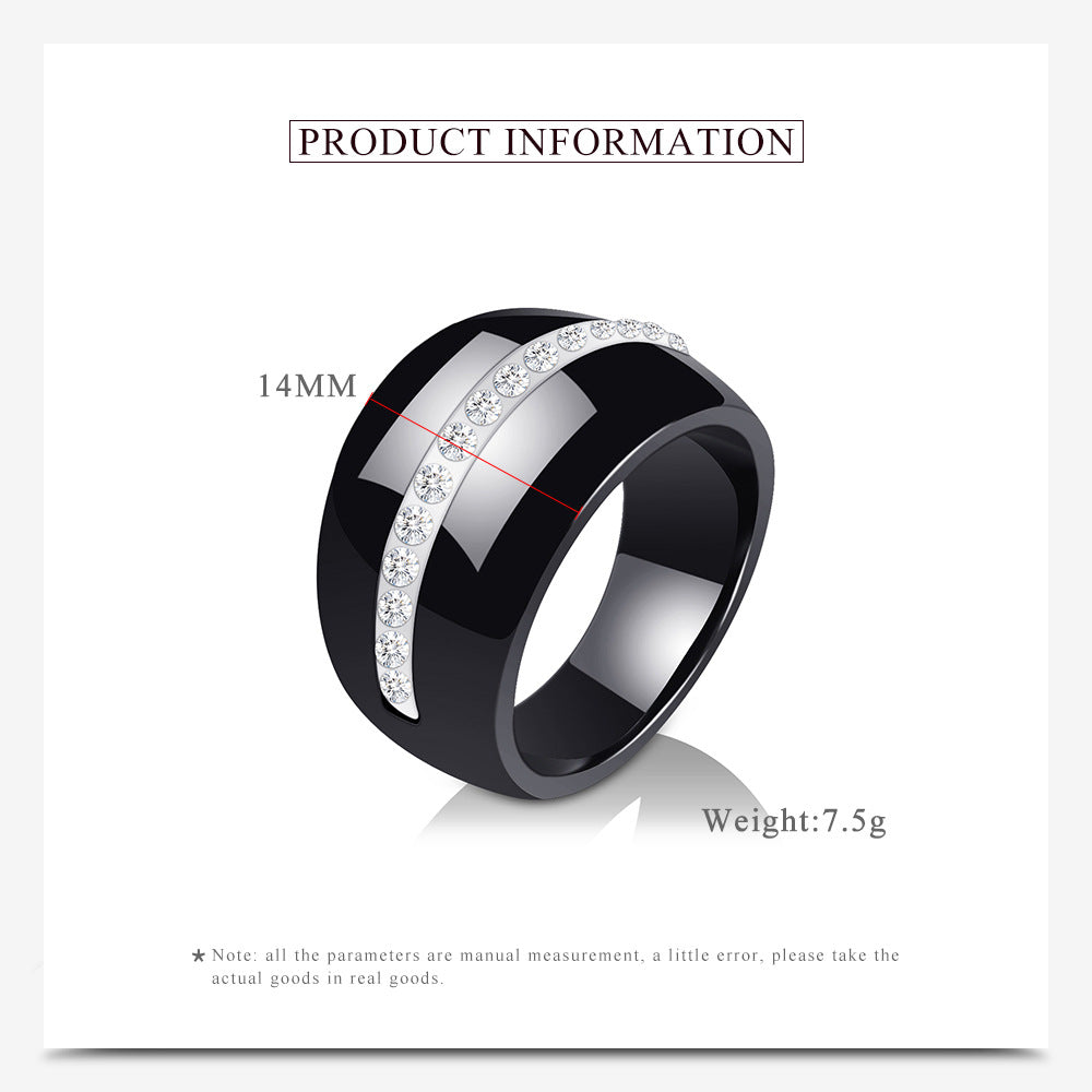 Single Row Diamond-embedded Ceramic Couple Ring Docking Elegant Wholesale