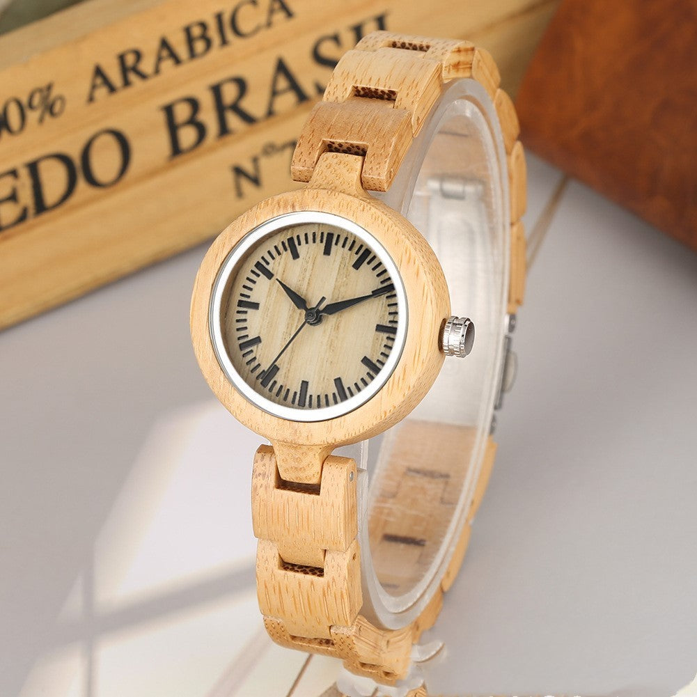 New women's all bamboo and wood watch