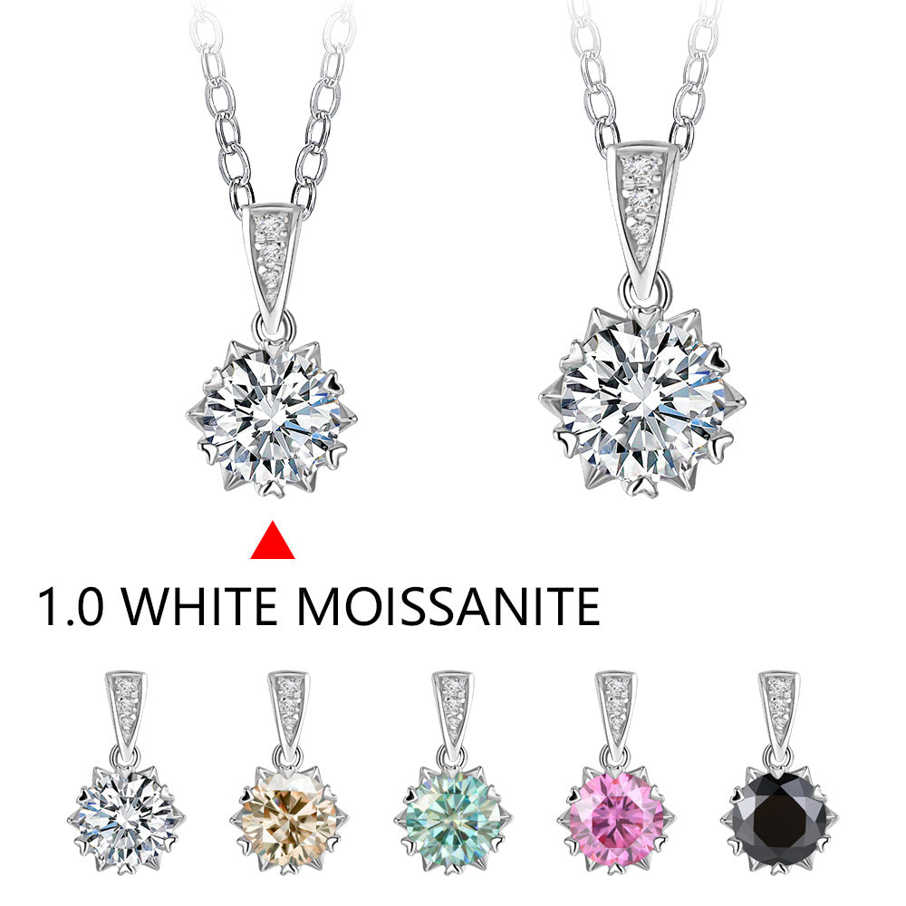 Special-interest Design 2 Karat Sterling Silver Color Moissanite Snowflake Necklace Fashion Versatile