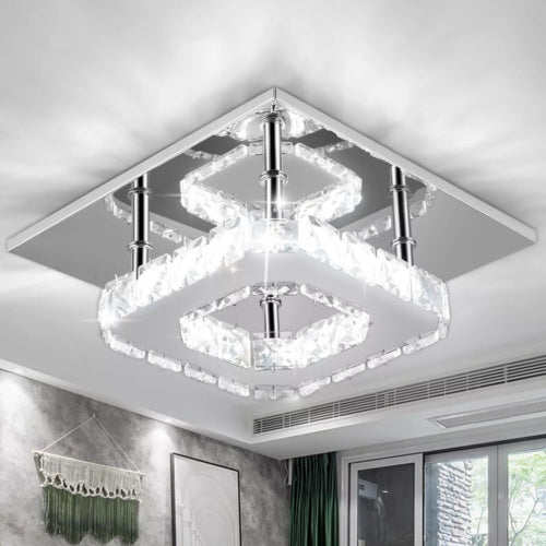 Crystal Ceiling Light LED Lamp Light Room Chandelier Living Pendant LED Square