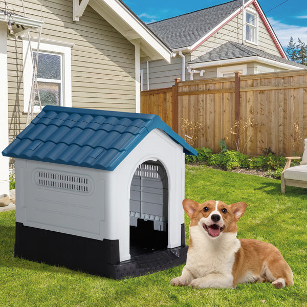 26inch Blue & White PVC Spire House Type Shutters Cat & Dog House