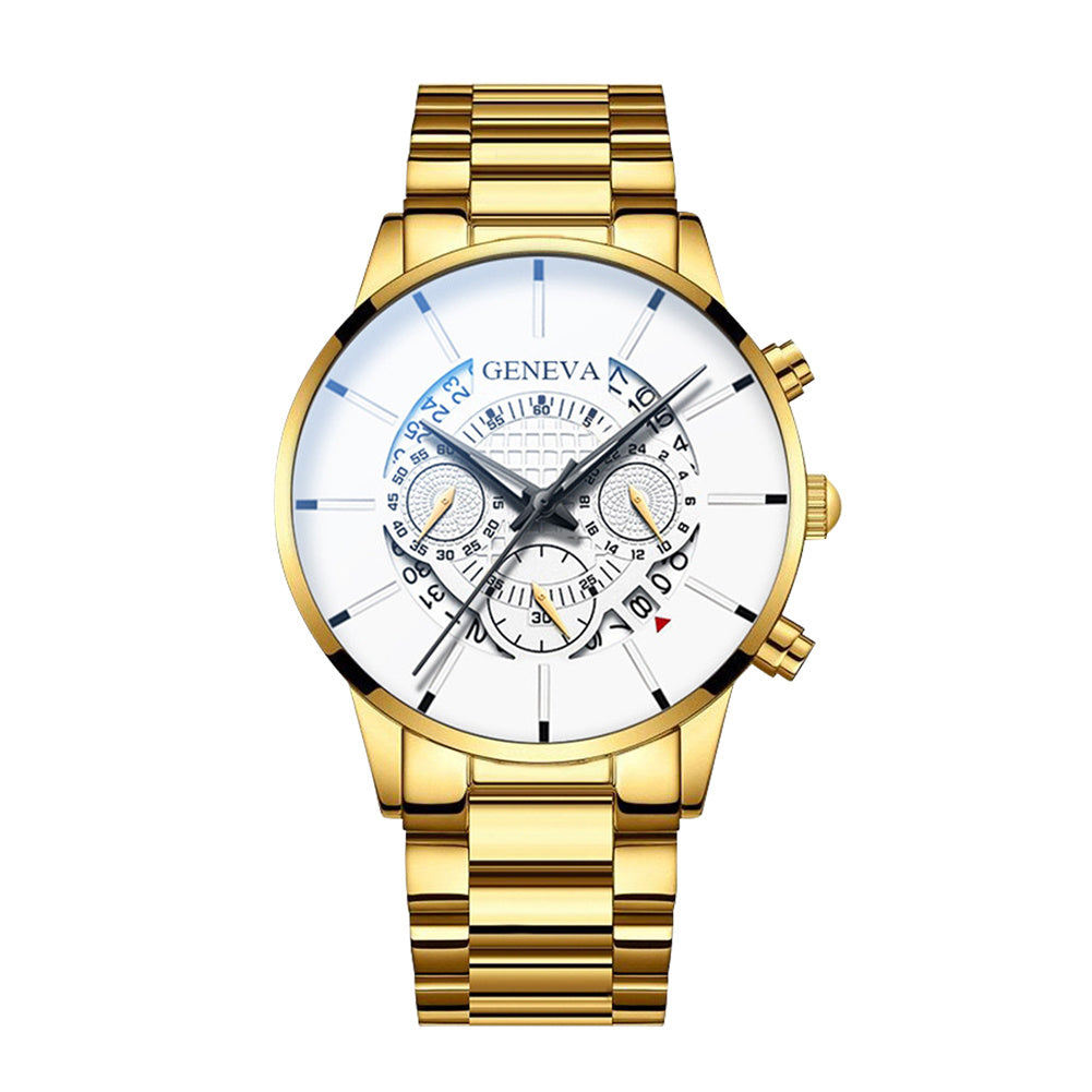 Stainless steel calendar casual quartz watch