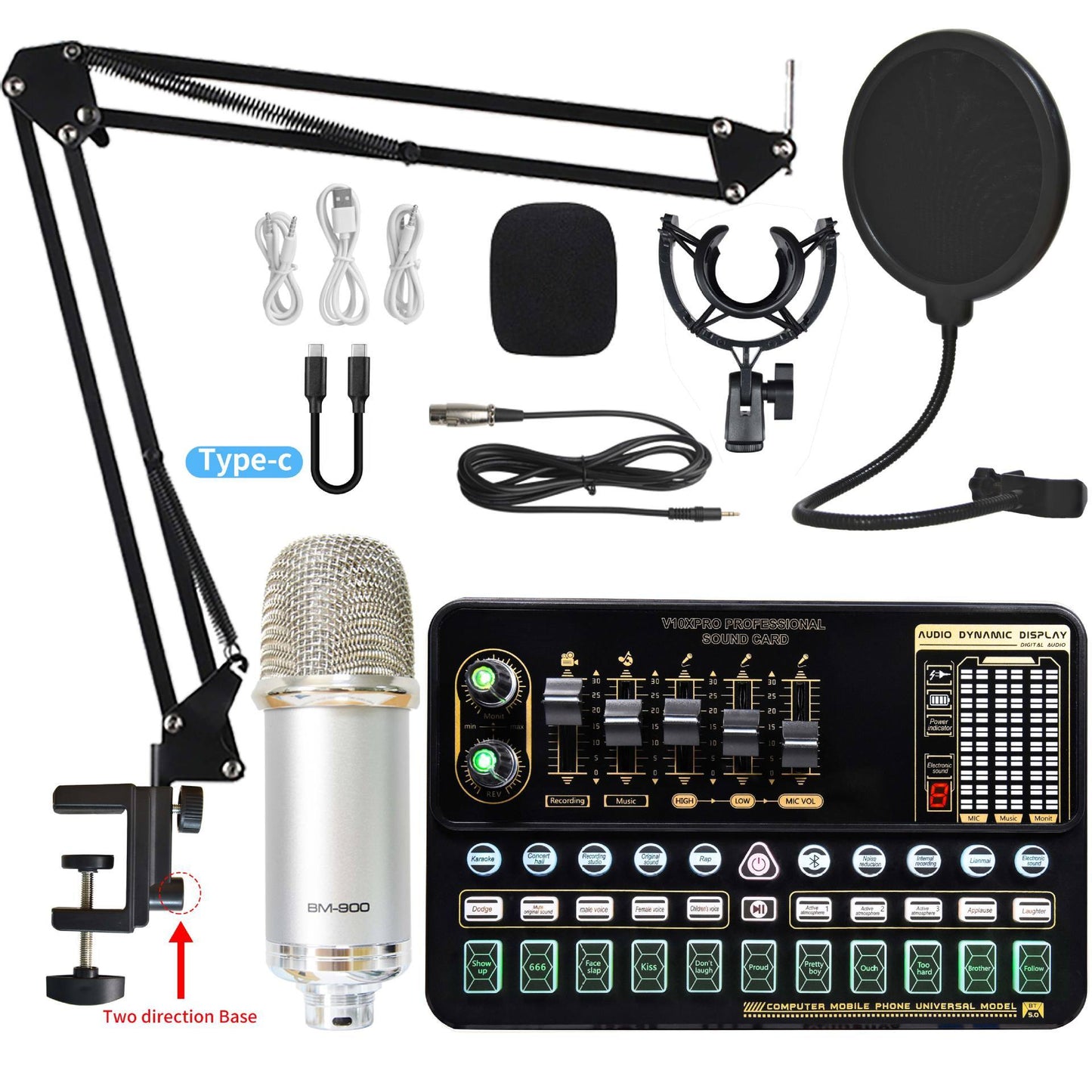 Live Broadcast Sound Card Set With Condenser Microphone